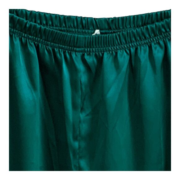 Delicates Pajama Set Womens LARGE Green Satin Long Sleeve Elastic Waist PJs - Picture 13 of 16